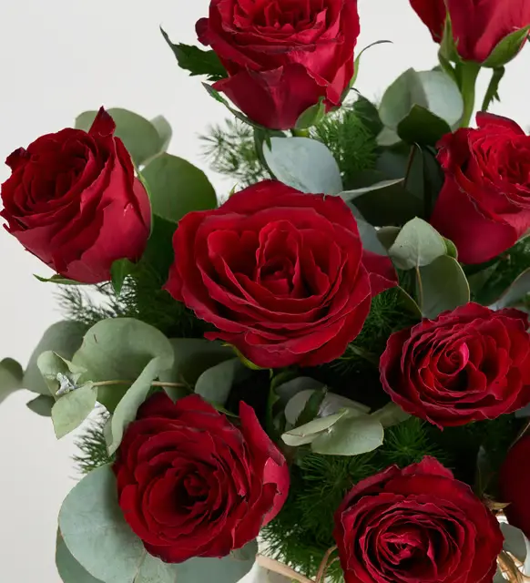 Kristal Cam Vazoda 15 Kırmızı Gül